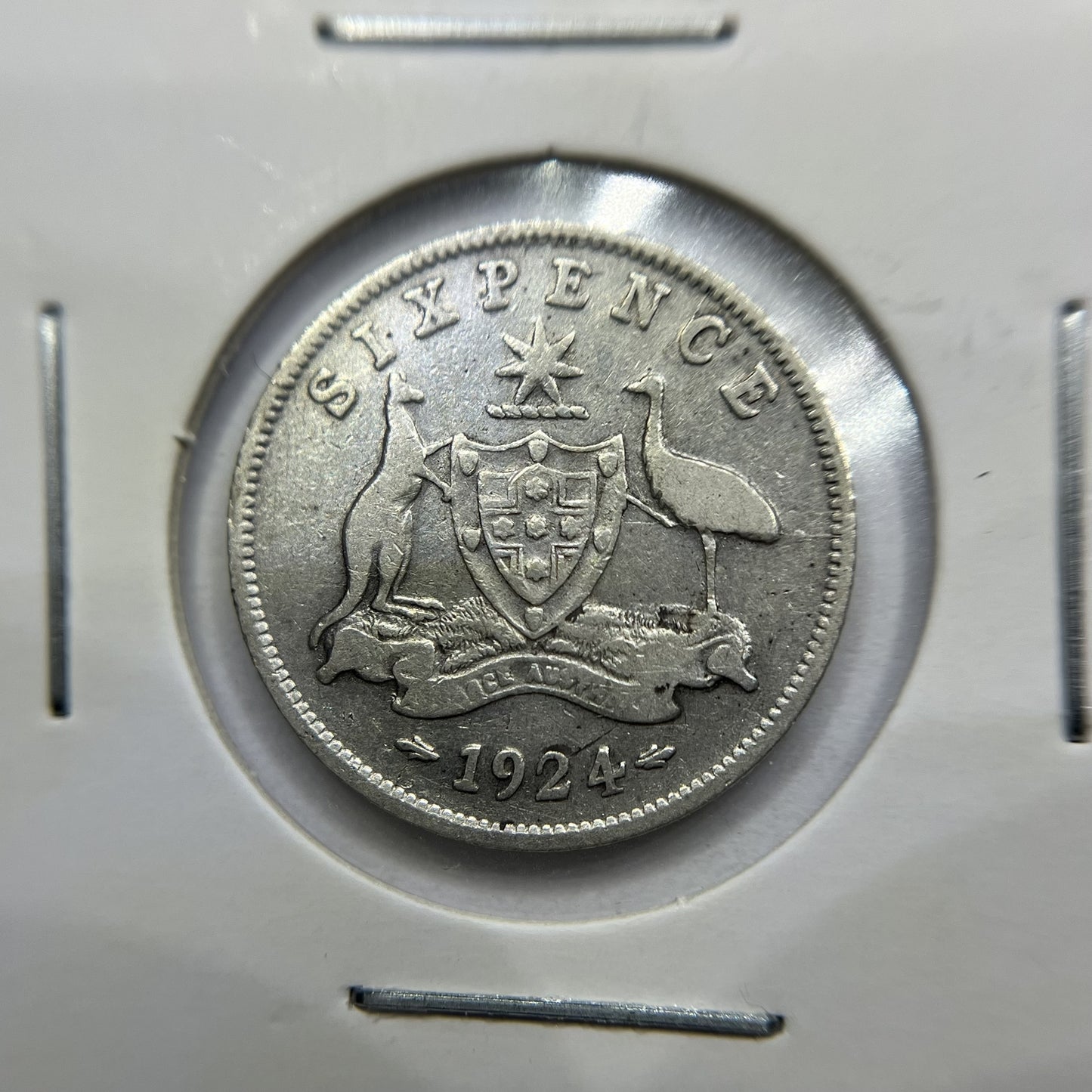 1924 Sixpence Coin - Very Good - George V Silver Predecimal Australian