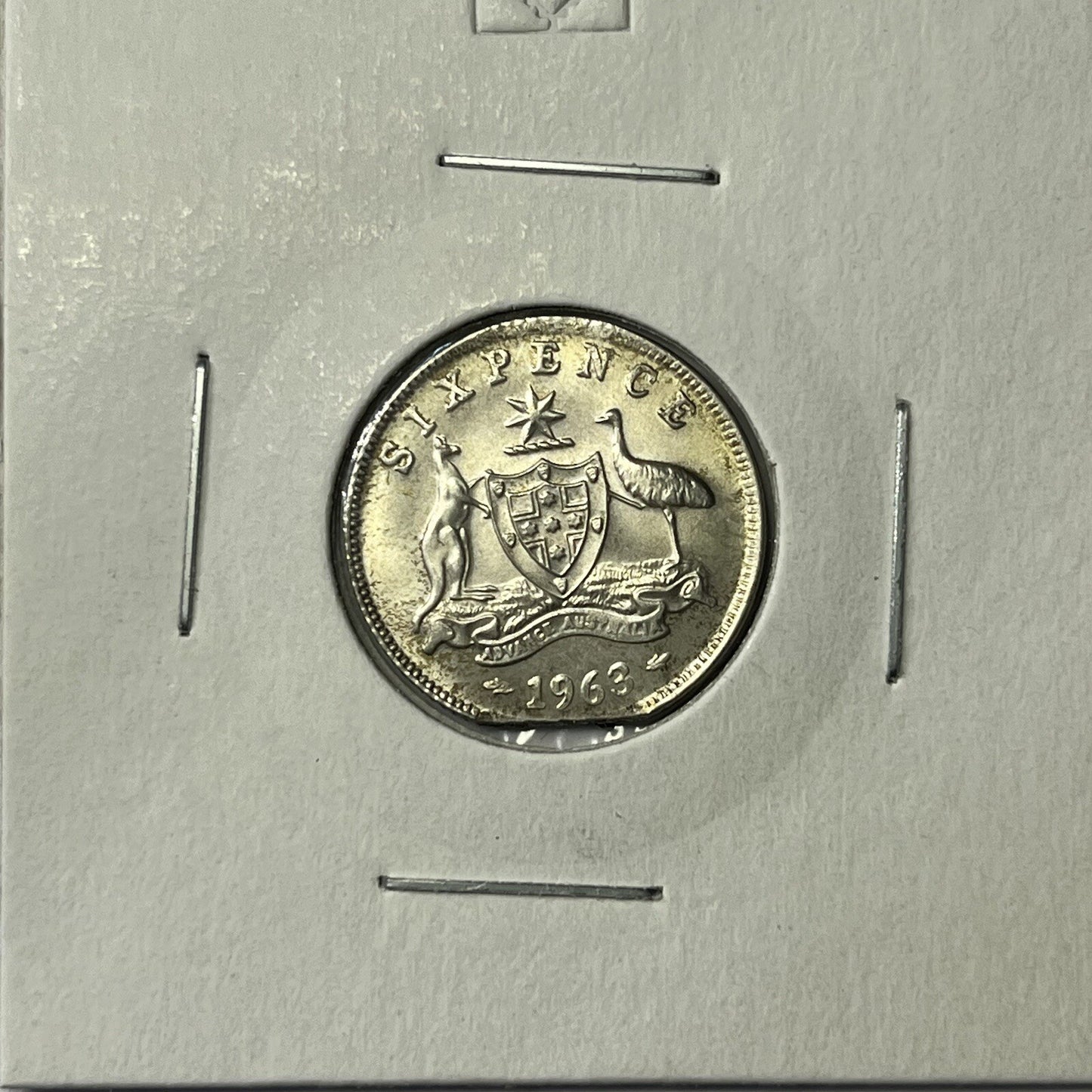1963 Sixpence Coin UNC - Clipped Planchet Rim Bite Error - Silver Straight Clip