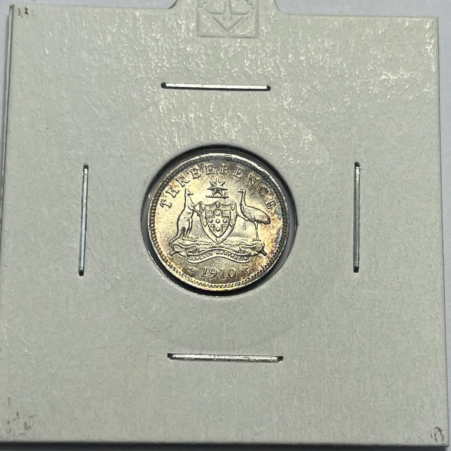 1910 Threepence Coin - Uncirculated Beautiful Toning - Silver Edward VII