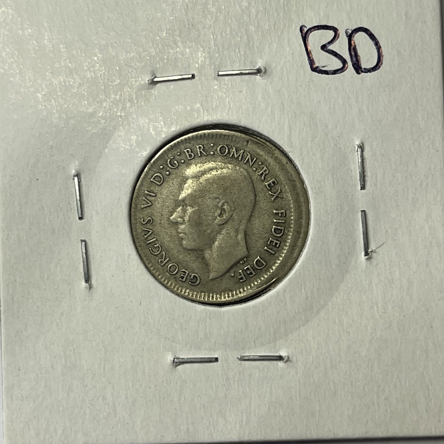 1952 Sixpence Coin - BroadStrike Misstrike Large Error - Silver Scarce Collar
