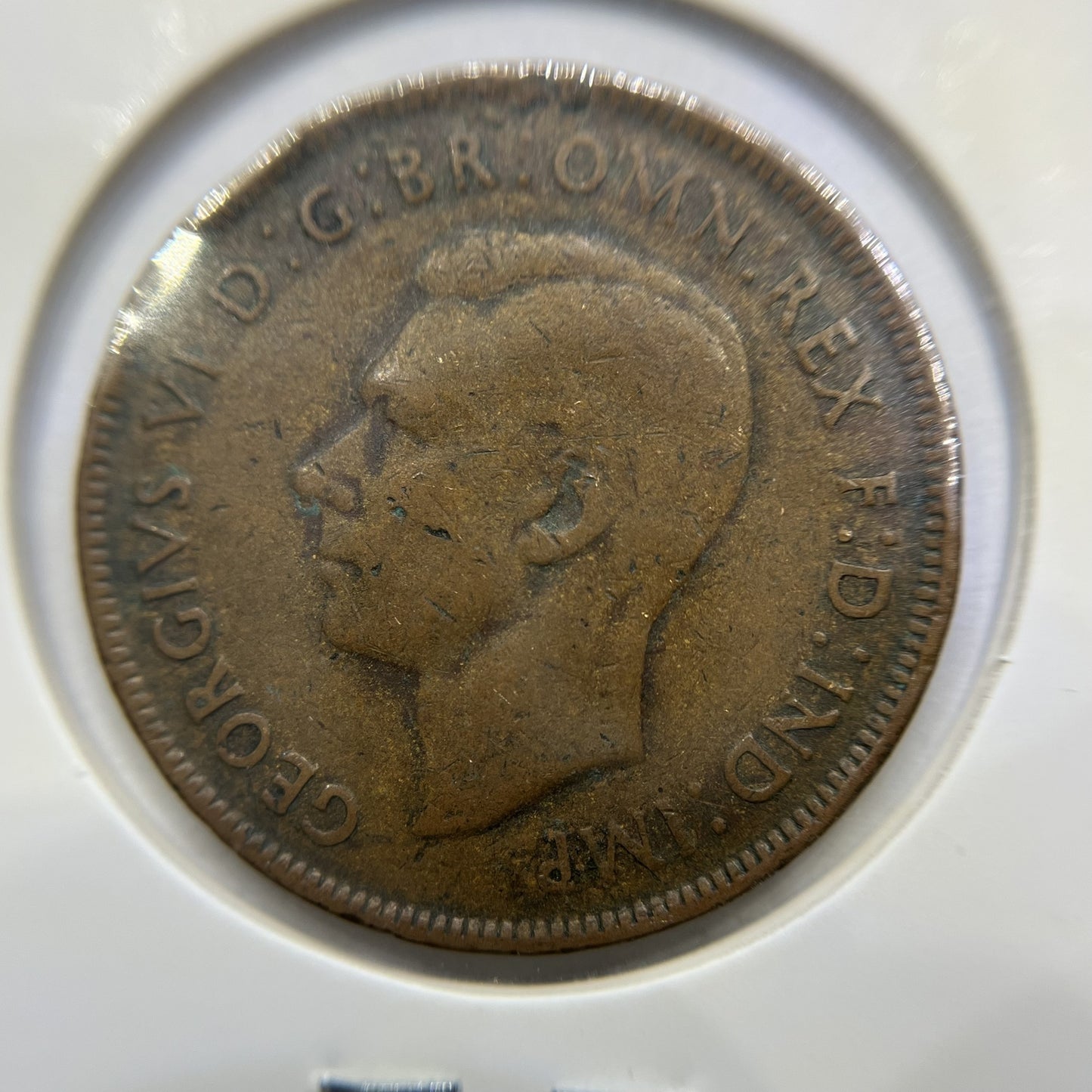 1944 Penny Coin - Planchet Peel Flaw Error Good - George VI Australia
