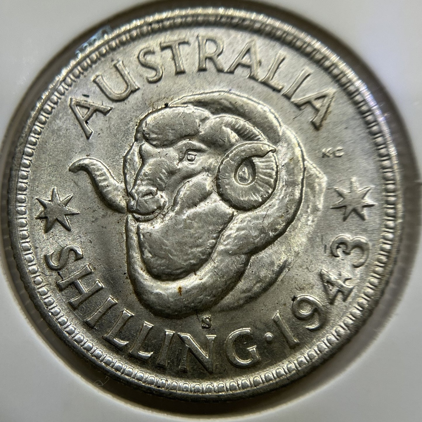 1943 s Shilling Coin - Uncirculated Lustre - George V Silver Predecimal