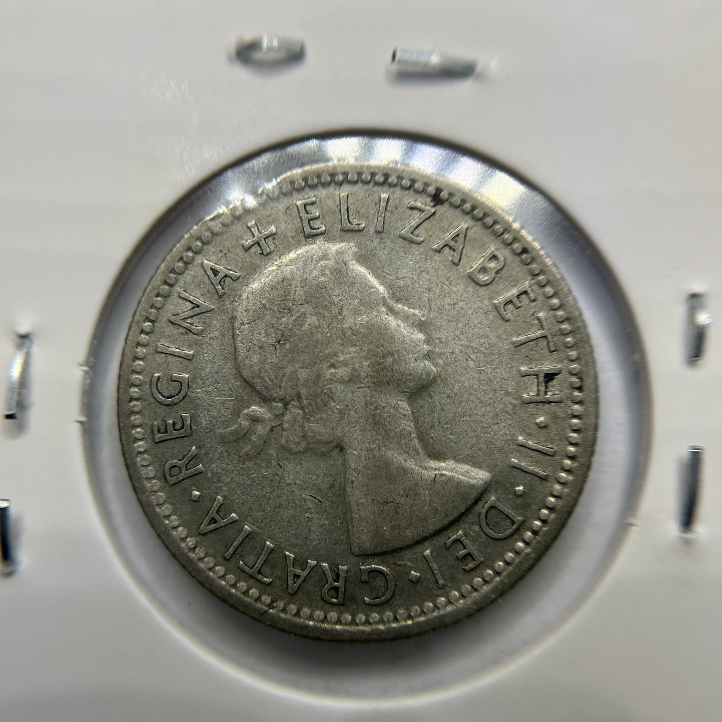 1953 Shilling Error Coin - Clipped Planchet Rim Bite - Silver George VI