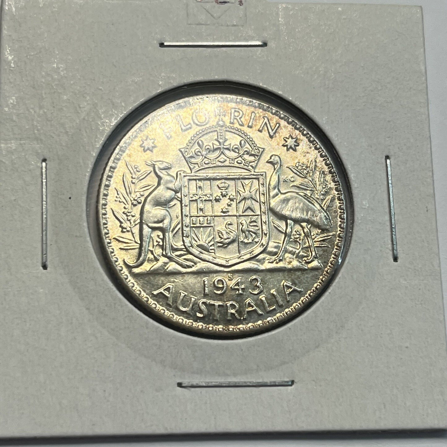 1943 s Florin Coin - almost Uncirculated - George VI Silver Predecimal