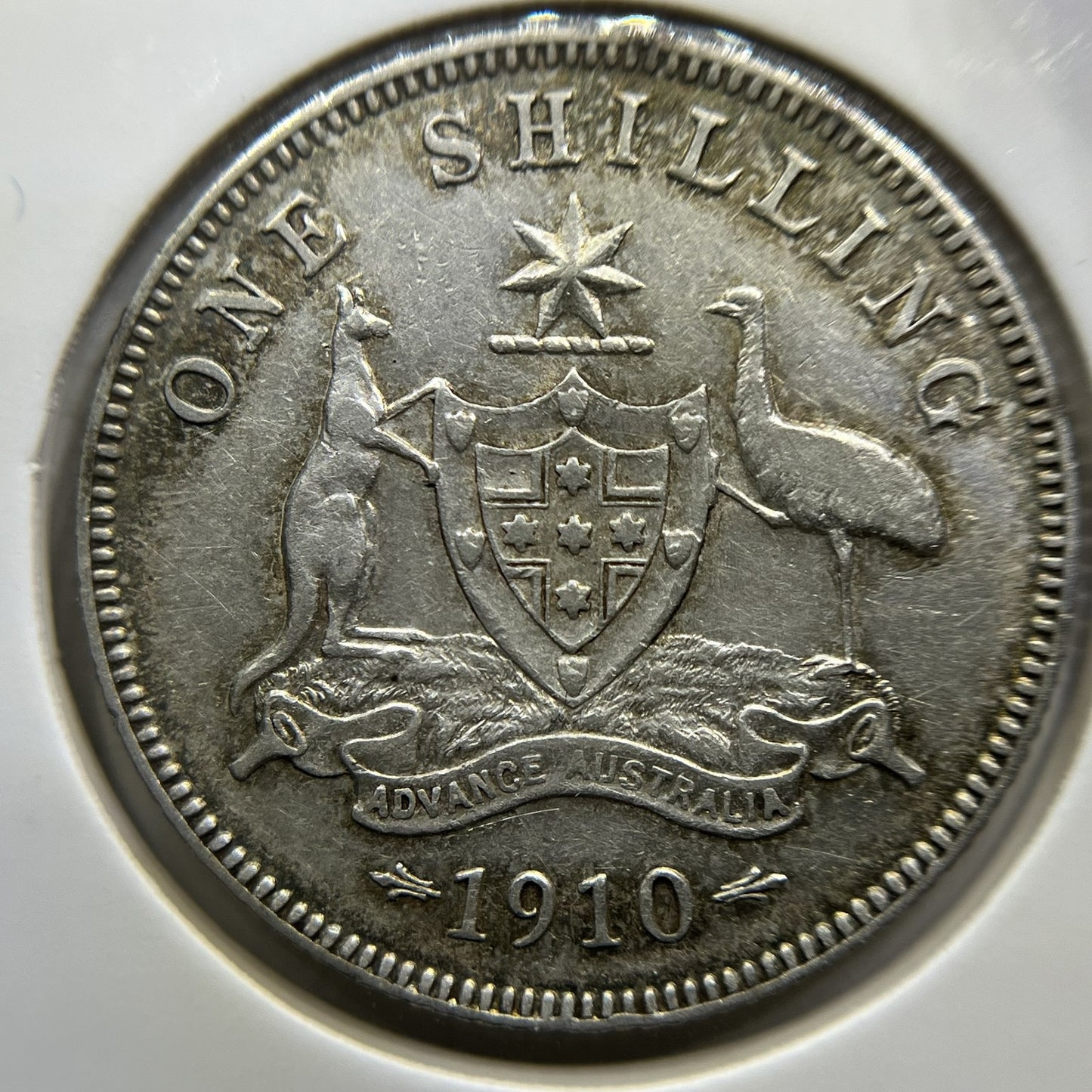 1910 Shilling Coin - almost Extremely Fine - Edward VII Silver First Year