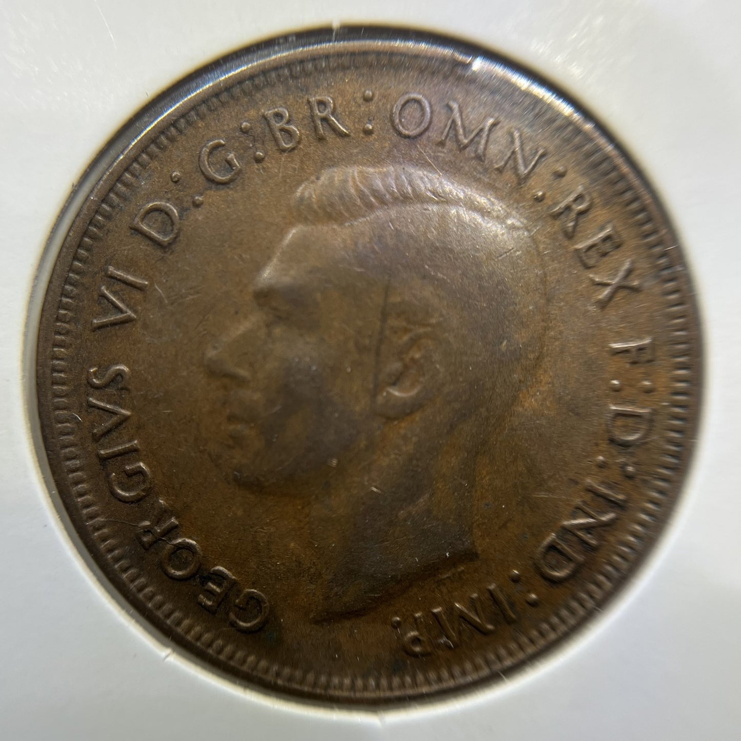 Penny Error Coin - Die Cap Unusual Misstrike - George VI