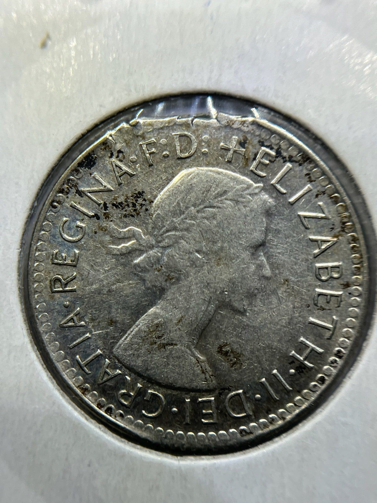 1963 Sixpence Error Coin - Ragged Clip Rim Bite - EF Silver Elizabeth II