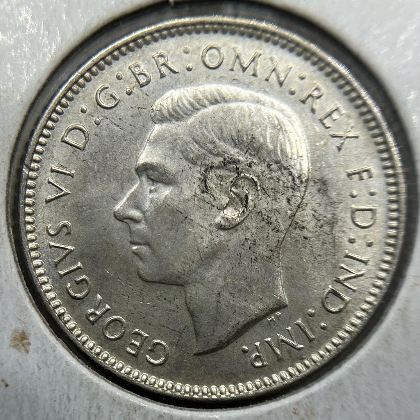 1943 d Sixpence Silver Coin - Uncirculated Imperfection - Predecimal George VI
