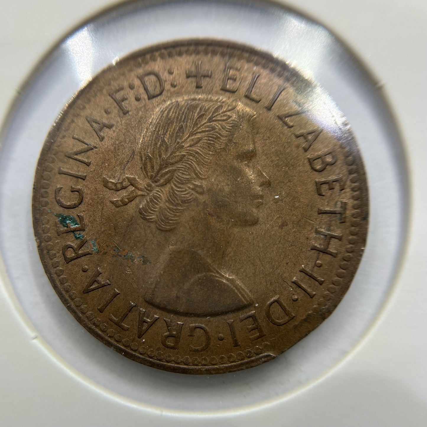 1962 Half Penny Error Coin - Clipped Planchet Rim Bite - Predecimal Elizabeth II