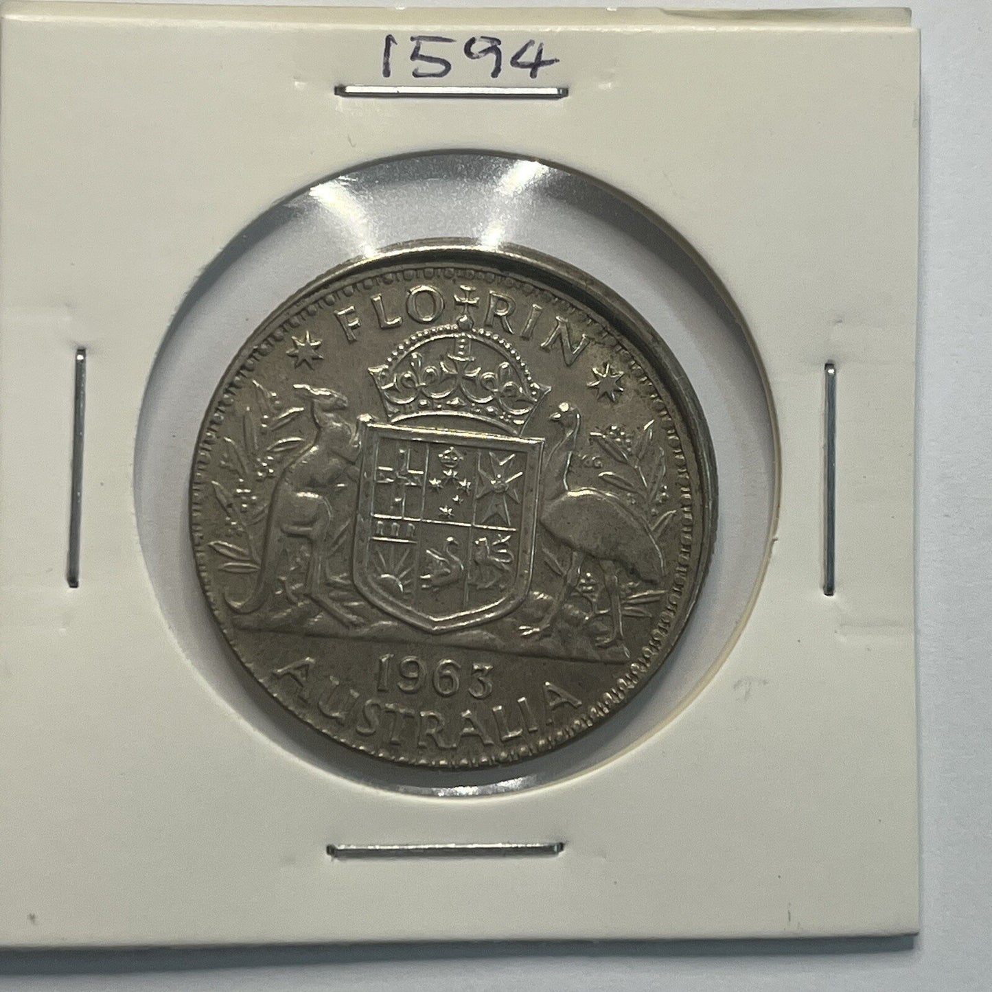1963 Florin Coin - Off Centre Misstrike Error LIP - Scarce Predecimal Collar