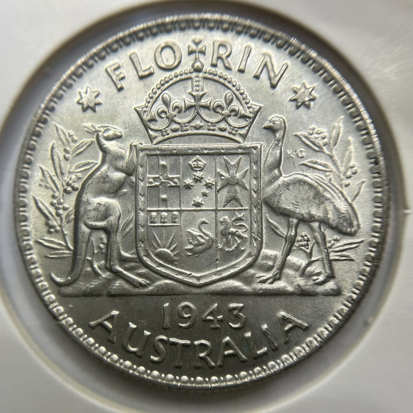 1943 Florin Coin - Choice Uncirculated - George VI Silver Predecimal