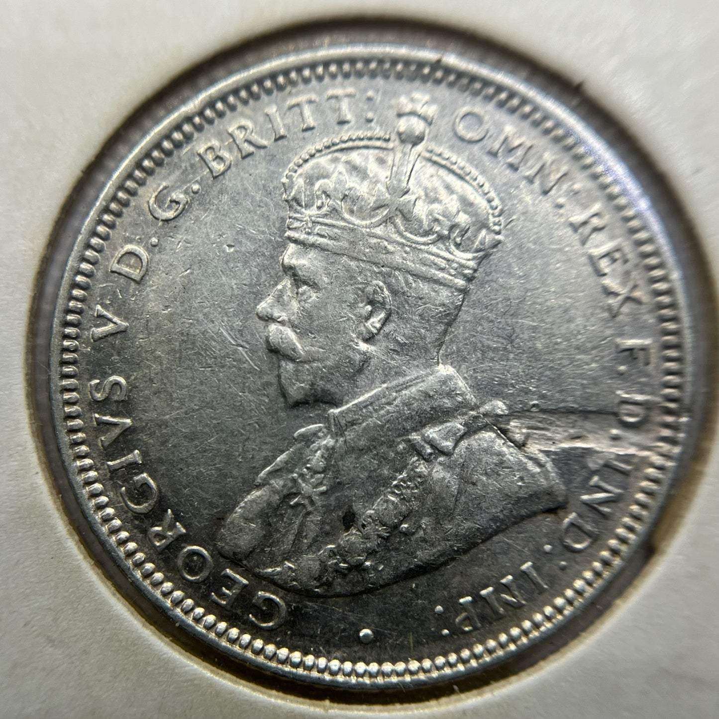 1925 Shilling Coin - nearly Extremely Fine - George V Silver Obv Flaw Error
