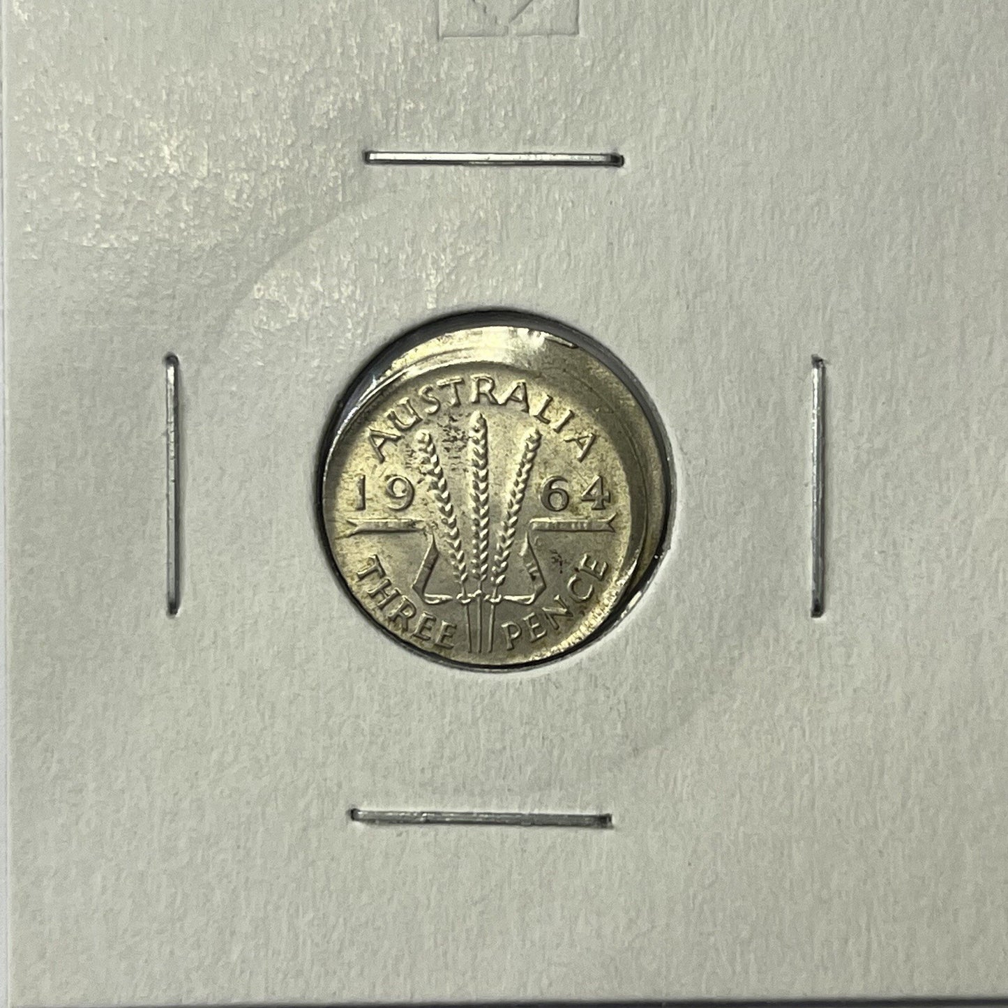 1964 Threepence Coin - BroadStrike Misstrike Large Error - Silver Scarce Collar