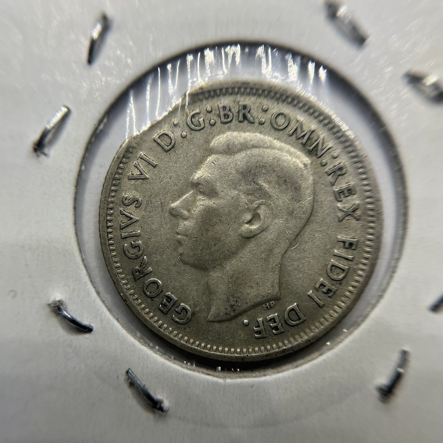 1952 Shilling Error Coin - Clipped Planchet Rim Bite - Silver George VI