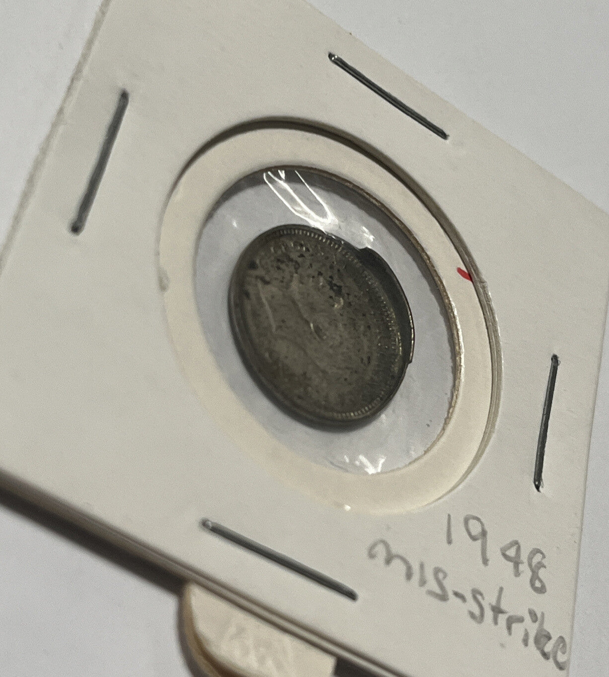 1948 Threepence Error Coin - Mis-strike Large Lip RARE - Silver Predecimal