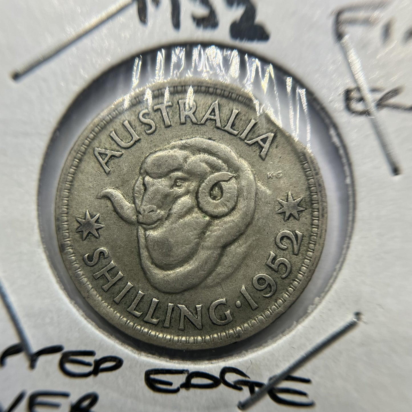 1952 Shilling Error Coin - Clipped Planchet Rim Bite - Silver George VI