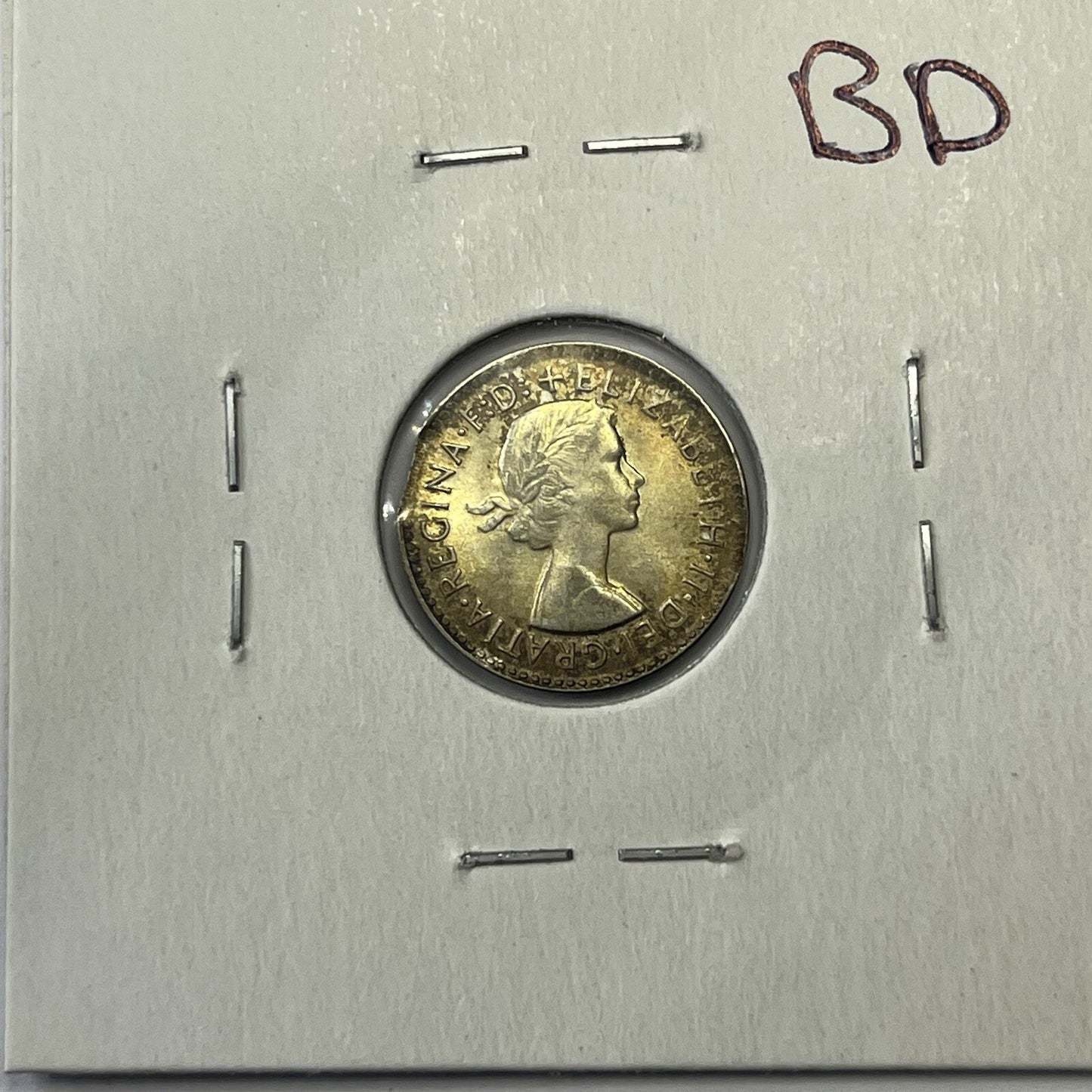 1963 Threepence Coin UNC - Clipped Planchet Rim Bite Error - Silver Clip