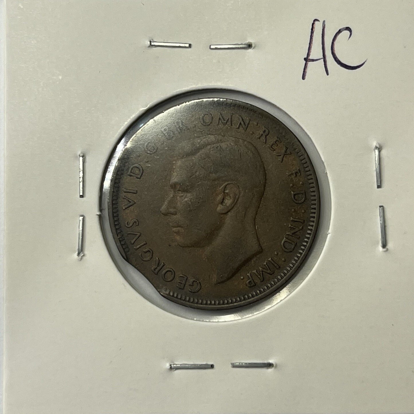1939 Half Penny Coin - Clipped Planchet Rim Bite Error - Scarce Predecimal Clip