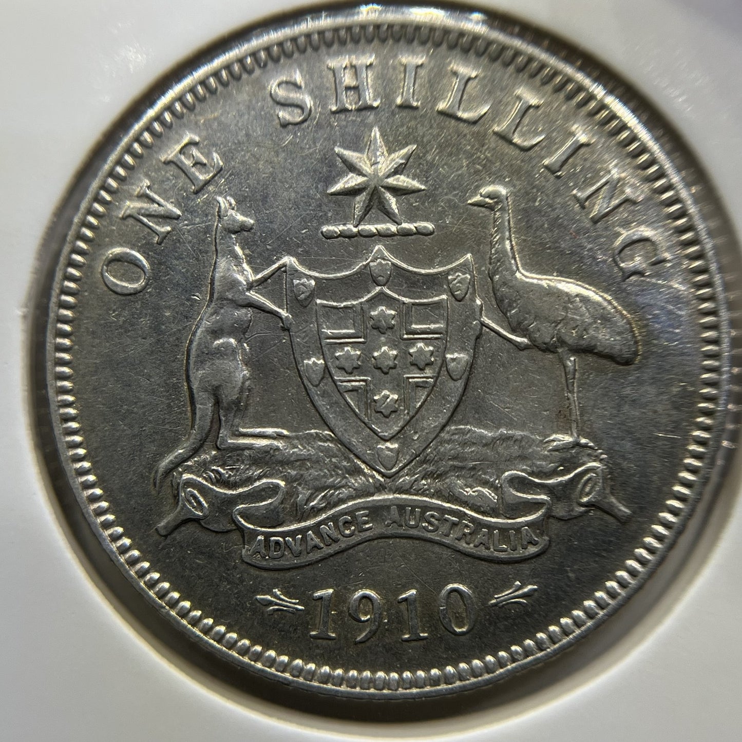 1910 Shilling Coin - almost Extremely Fine - Edward VII Silver First Year