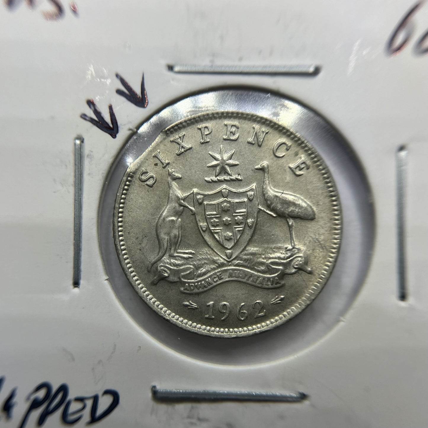 1962 Sixpence Error Coin - Clipped Planchet Rim Bite - Silver Elizabeth II