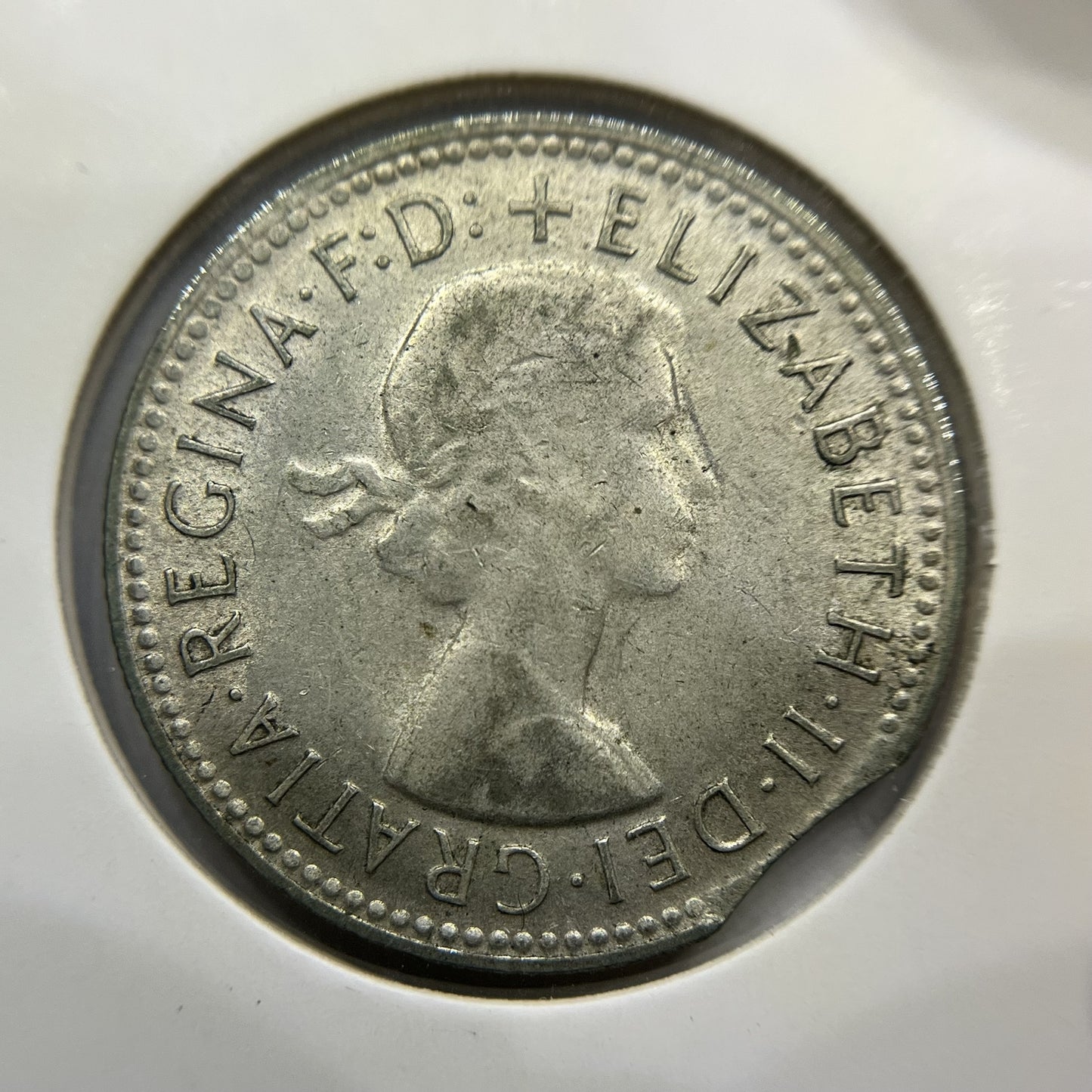 1961 Shilling Error Coin - Clipped Planchet Rim Bite - Silver Elizabeth II