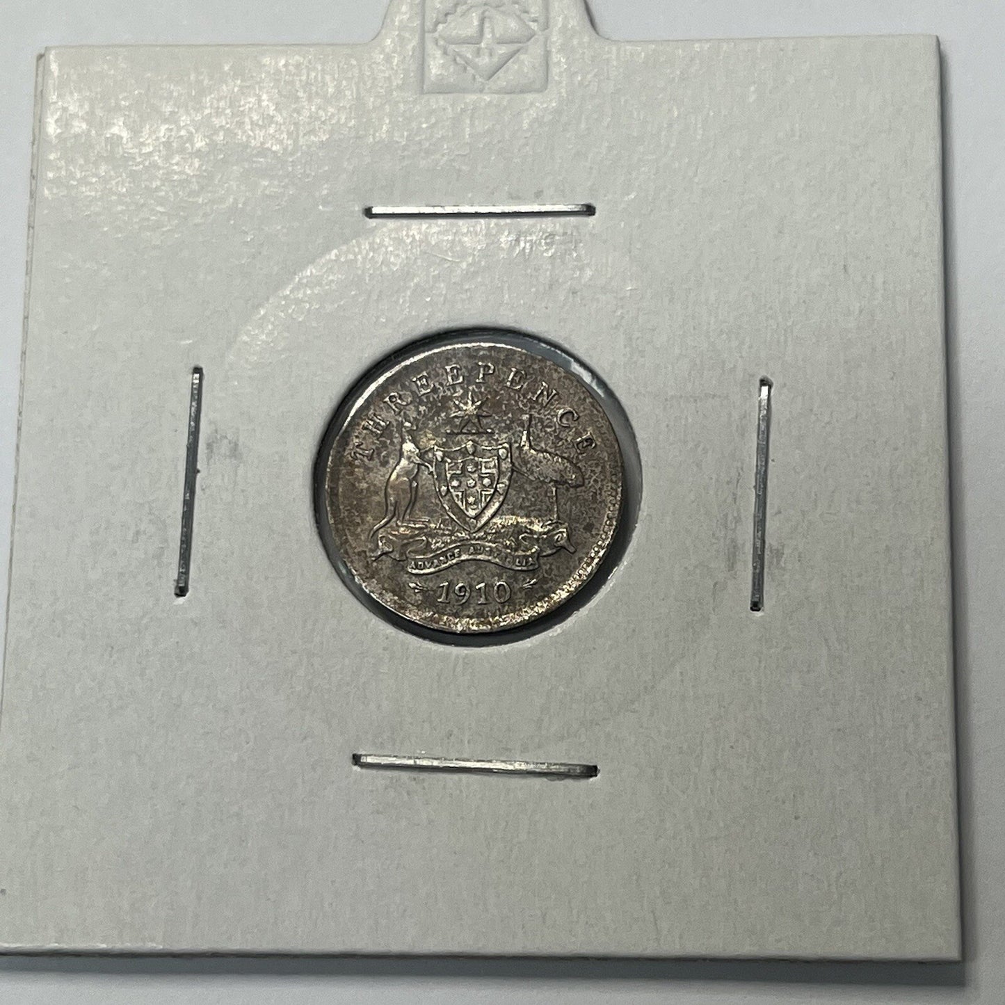 1910 Threepence Coin - almost Extremely Fine aEF - Predecimal Toned Edward II