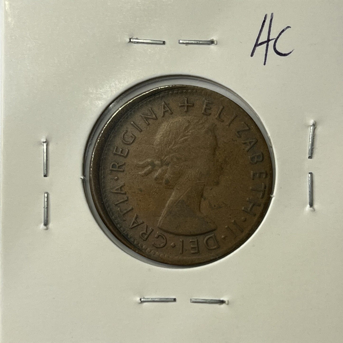 1953 Half Penny Coin - BroadStrike Misstrike Error Lip Scarce Predecimal Collar