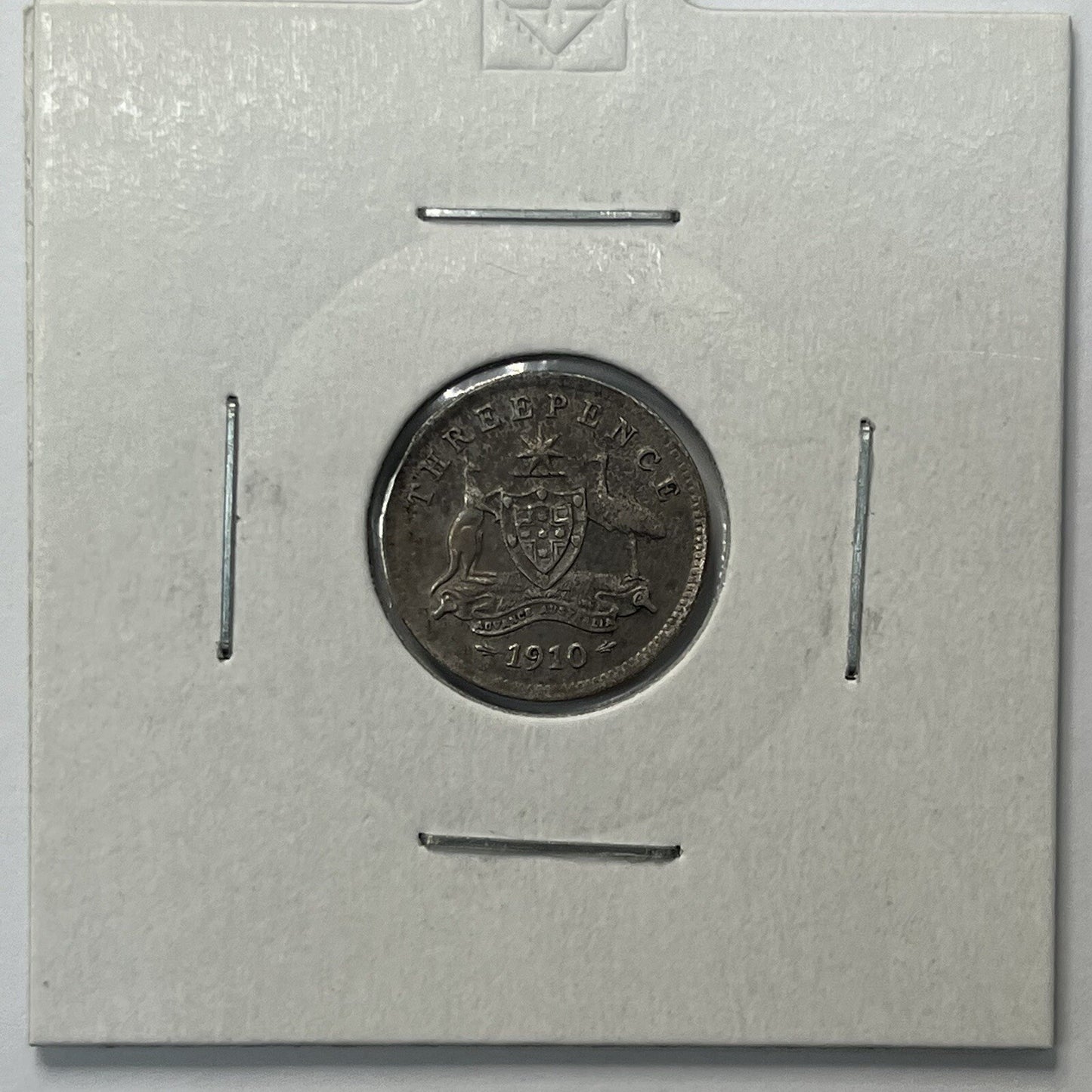 1910 Threepence Coin - almost Extremely Fine aEF - Predecimal Toned Edward II
