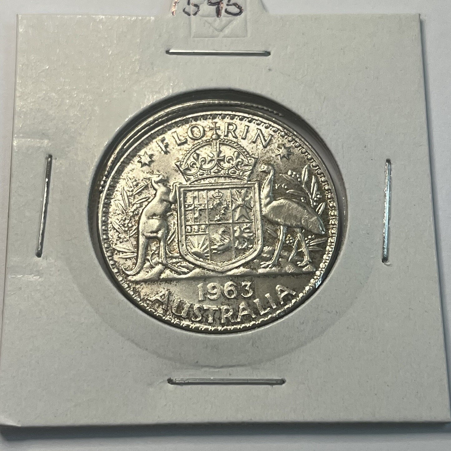 1963 Florin Coin - UNC Off Centre Misstrike Error LIP - Scarce Predecimal Collar