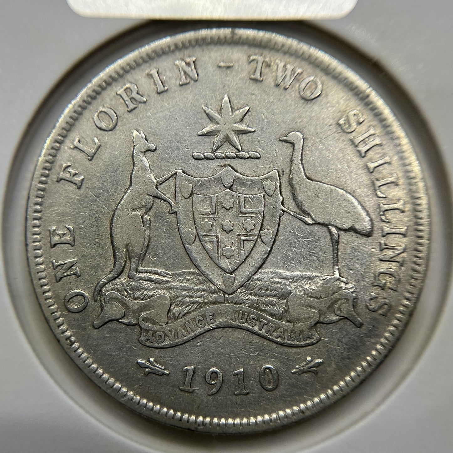 1910 Florin Coin - Very Fine - Edward VII Silver Predecimal First Year of Issue