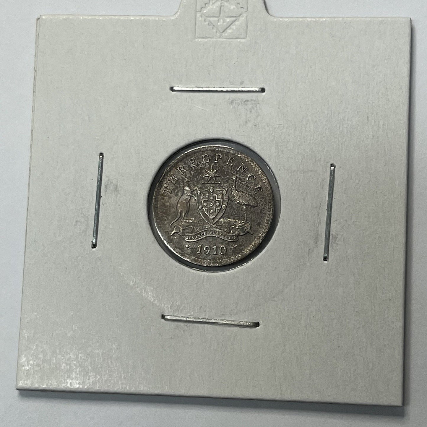 1910 Threepence Coin - almost Extremely Fine aEF - Predecimal Toned Edward II