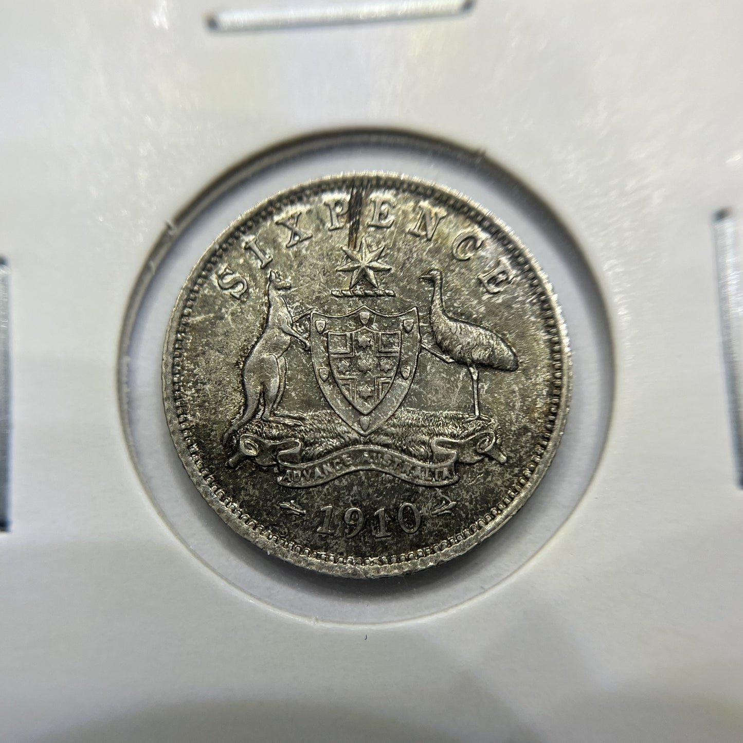 1910 Sixpence Coin - Uncirculated Toned - Edward VII Silver Predecimal