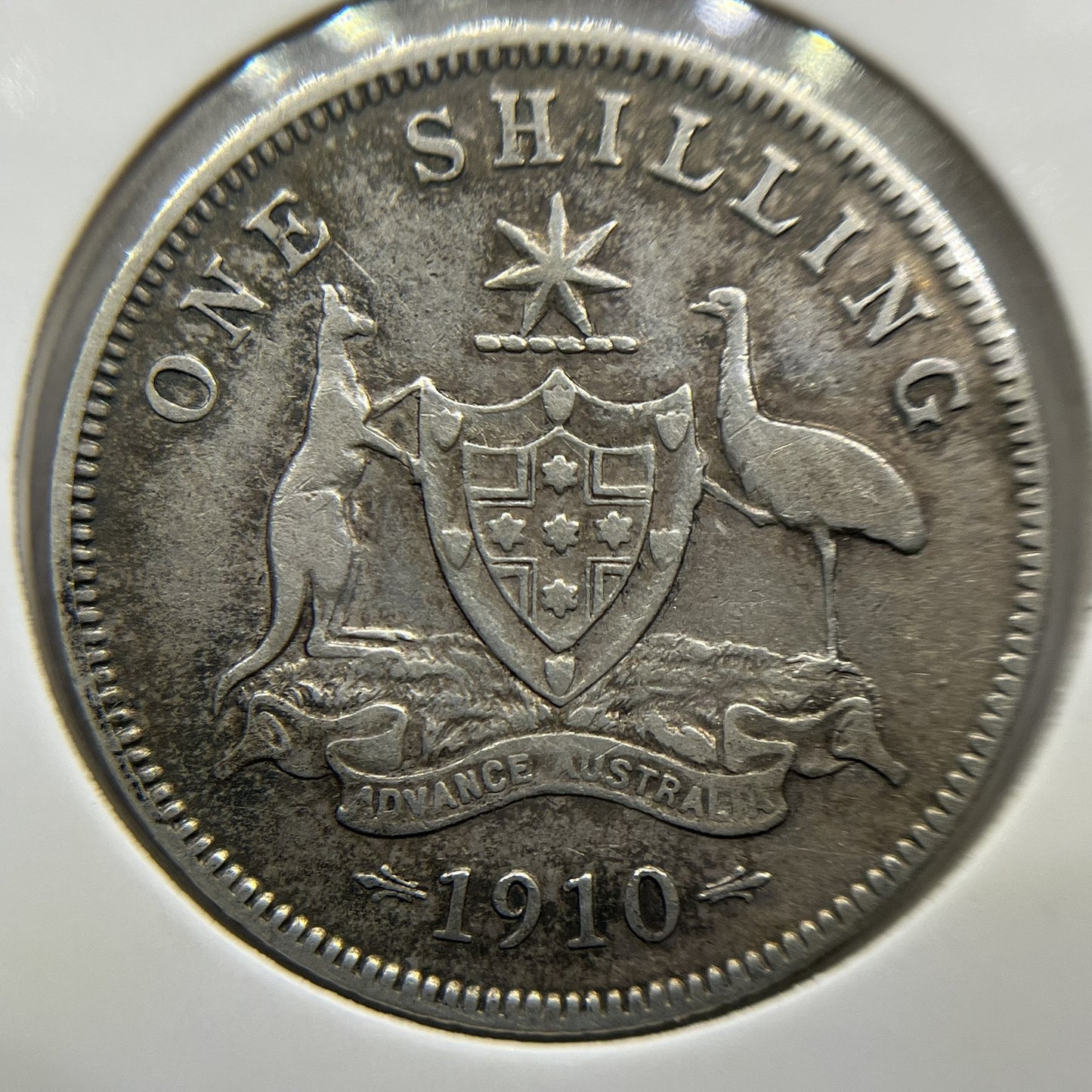 1910 Shilling Coin - almost Very Fine - Edward VII Silver Predecimal First Year