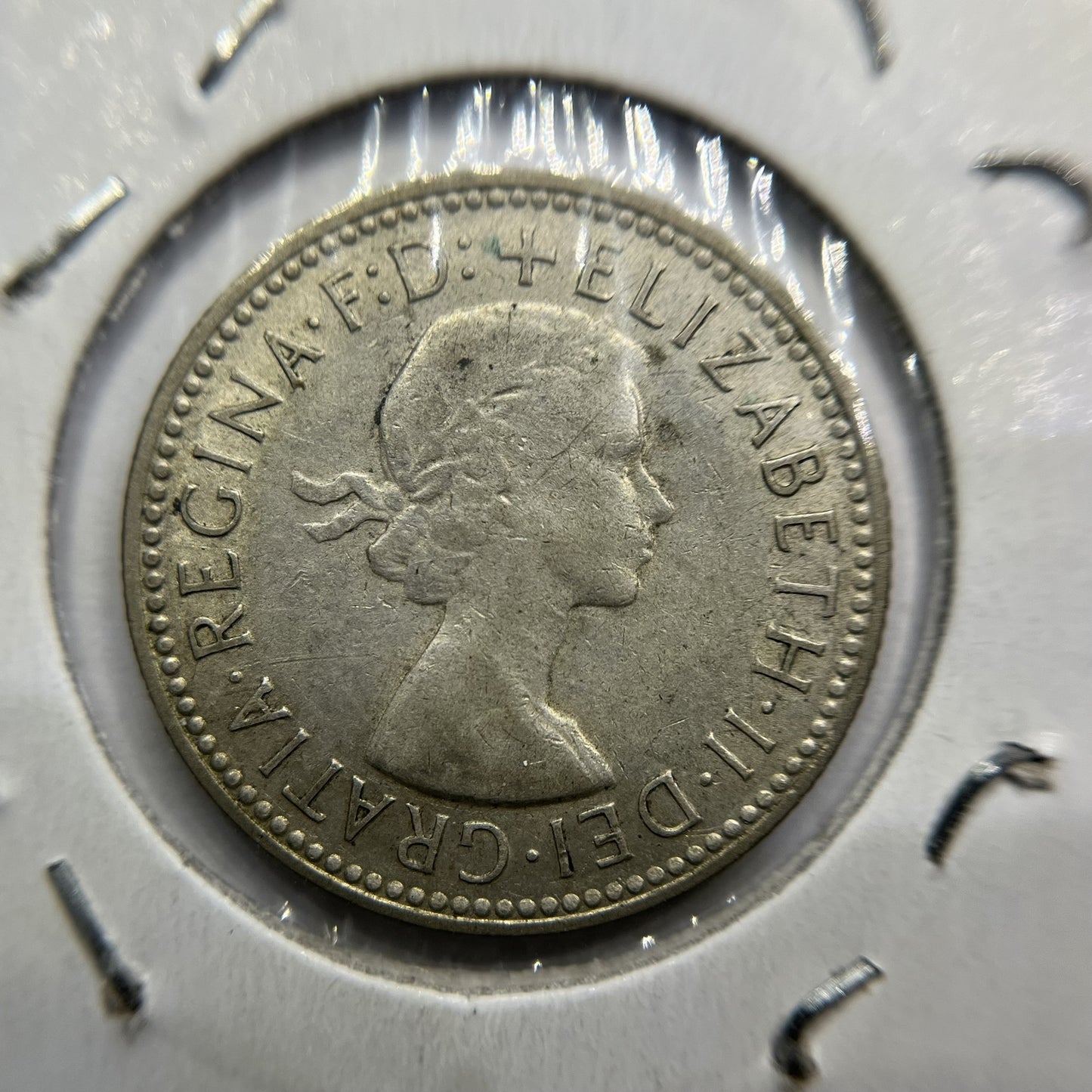 1963 Shilling Error Coin - Major Lamination Flaw Peeling - Scarce Elizabeth II