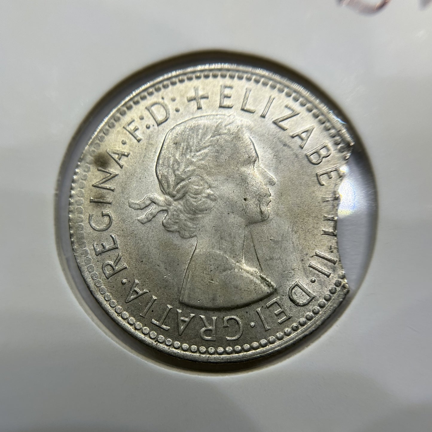 1963 Shilling Error Coin - Large Clip Rim Bite - Silver Elizabeth II