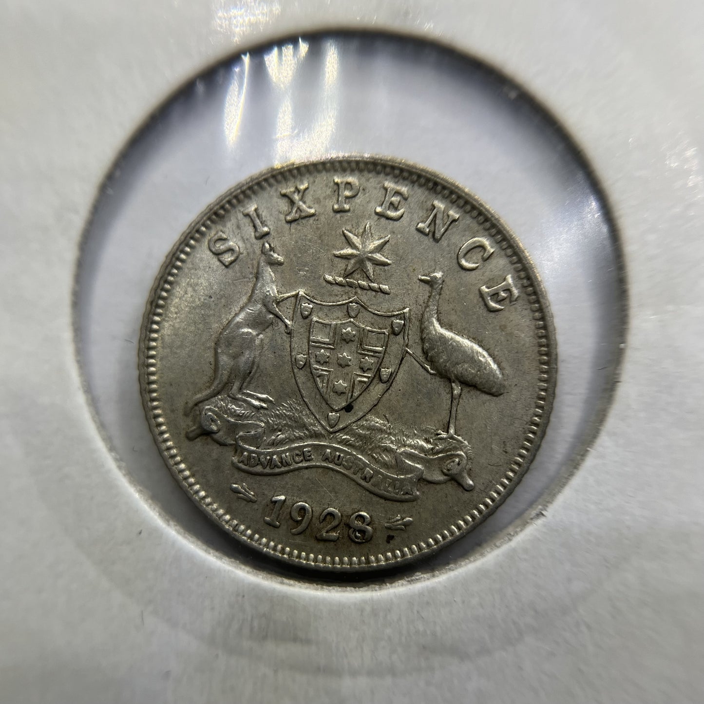 1928 Sixpence Coin - almost Extremely Fine - George V Silver Predecimal