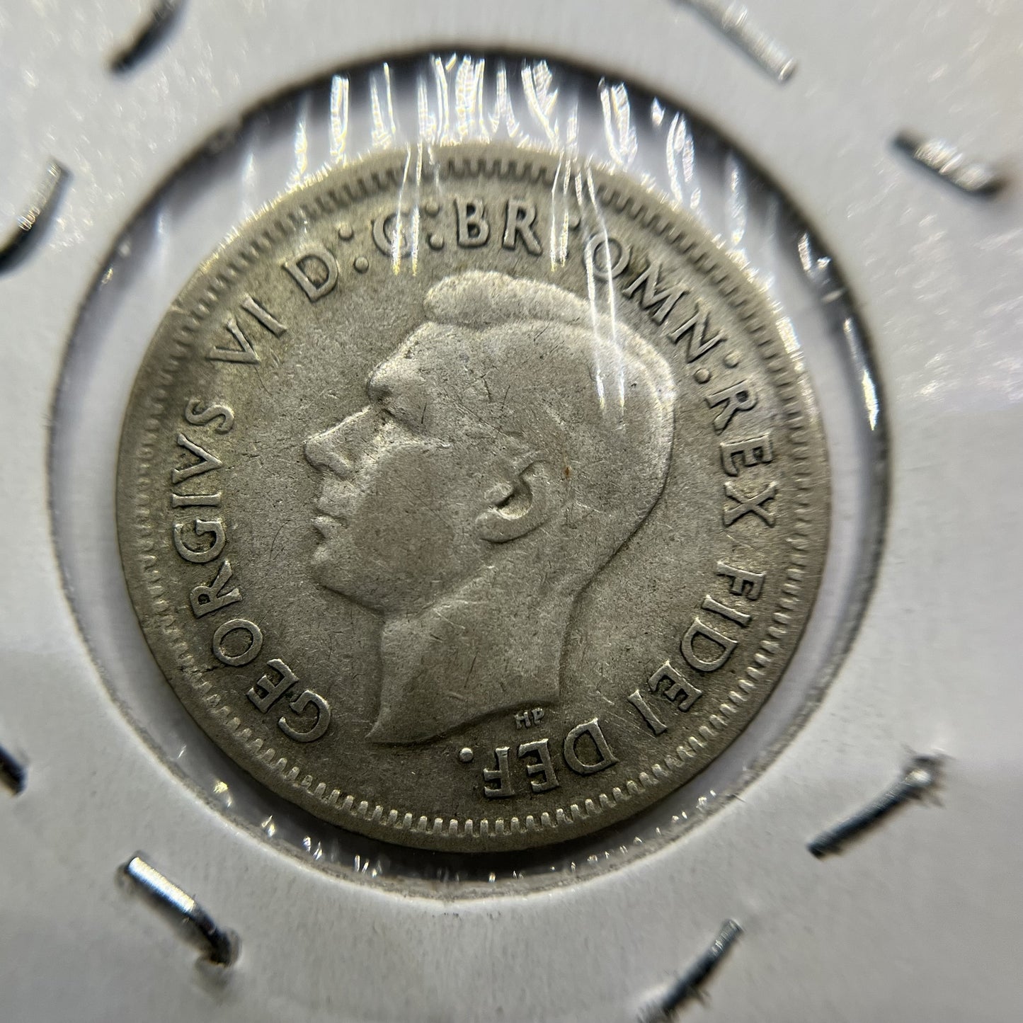 1952 Shilling Error Coin - Major Lamination Flaw Peeling - Scarce George VI