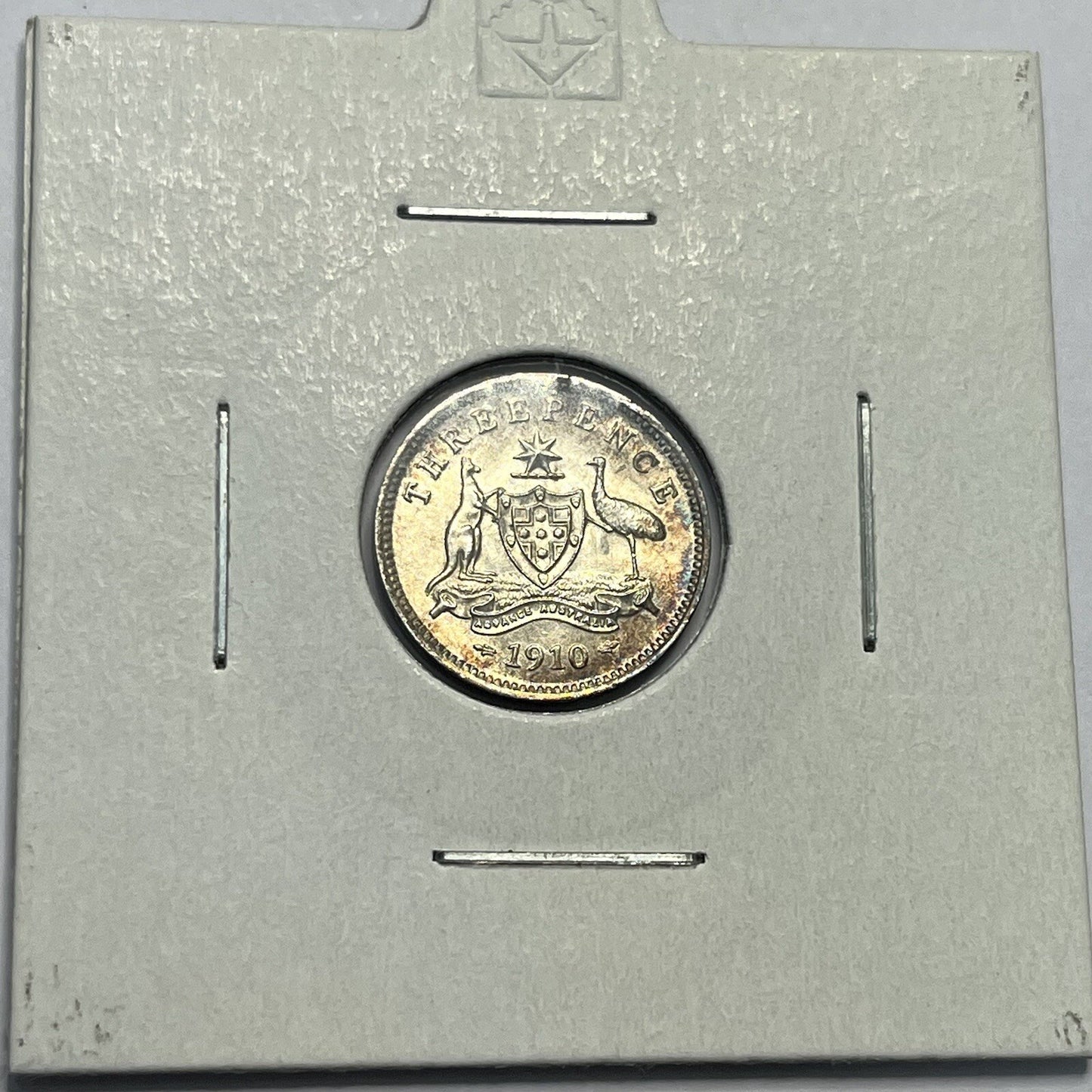 1910 Threepence Coin - Uncirculated Beautiful Toning - Silver Edward VII