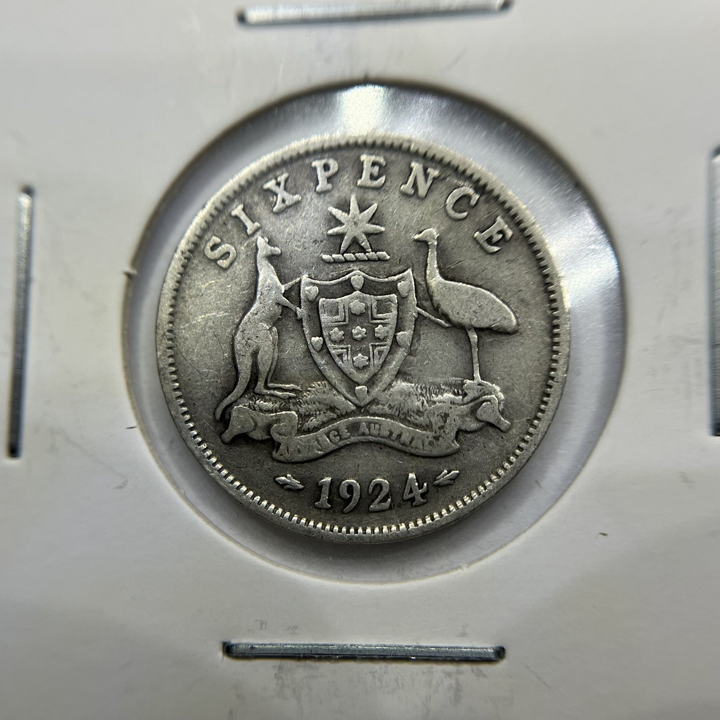 1924 Sixpence Coin - Very Good - George V Silver Predecimal Australian