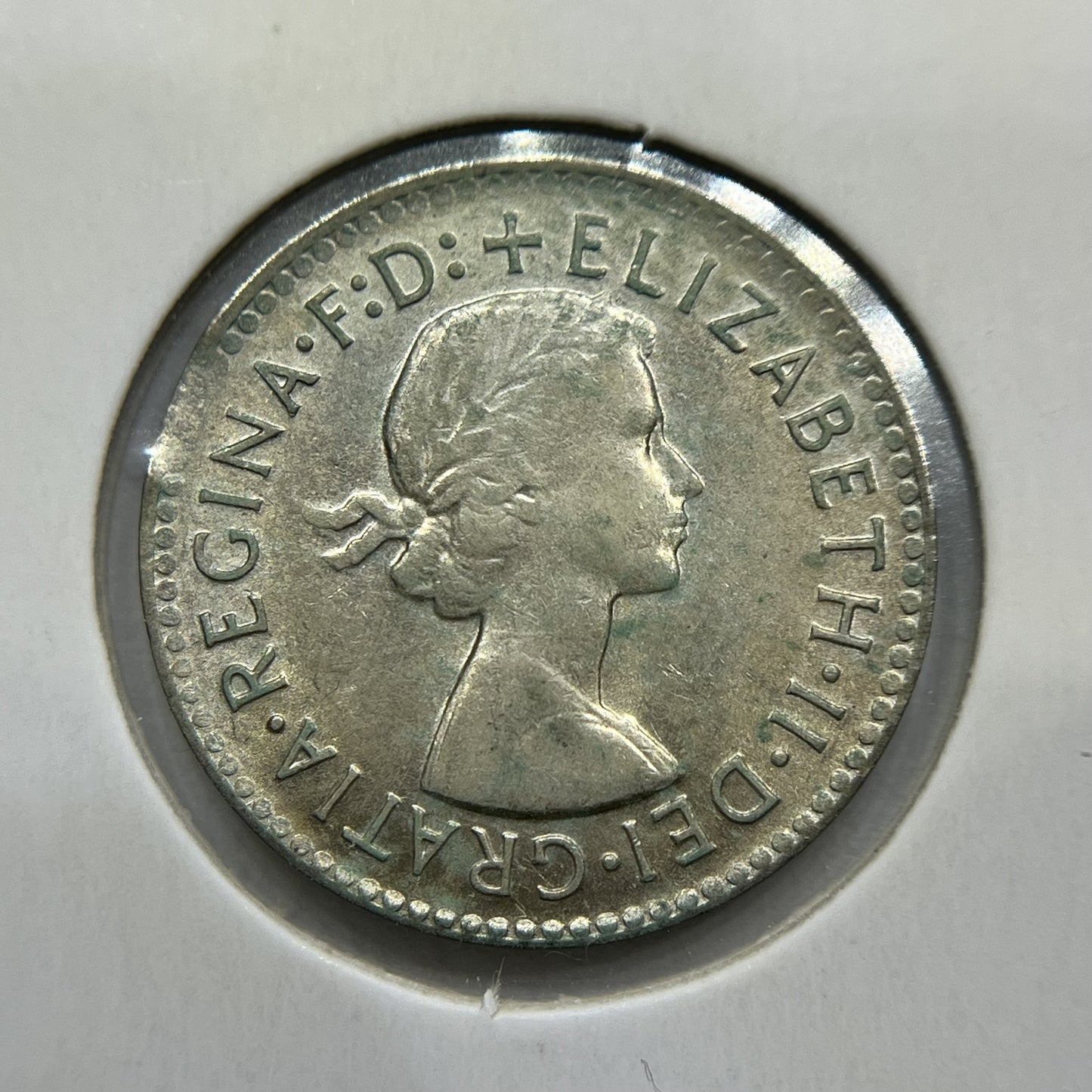 1963 Threepence Error Coin - Clipped Planchet Rim Bite VF - Silver