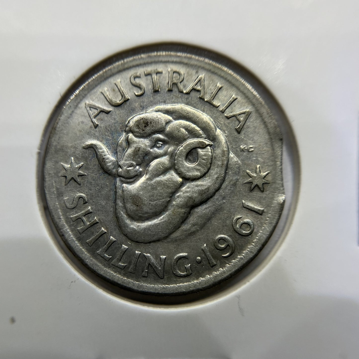 1961 Shilling Error Coin - Clipped Planchet Rim Bite - Silver Elizabeth II