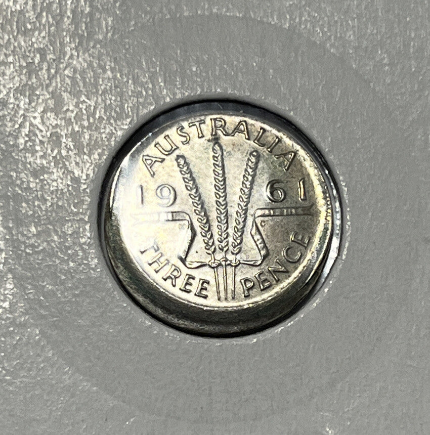 1961 Threepence Error Coin - Large Broadstrike Choice Uncirculated - Silver