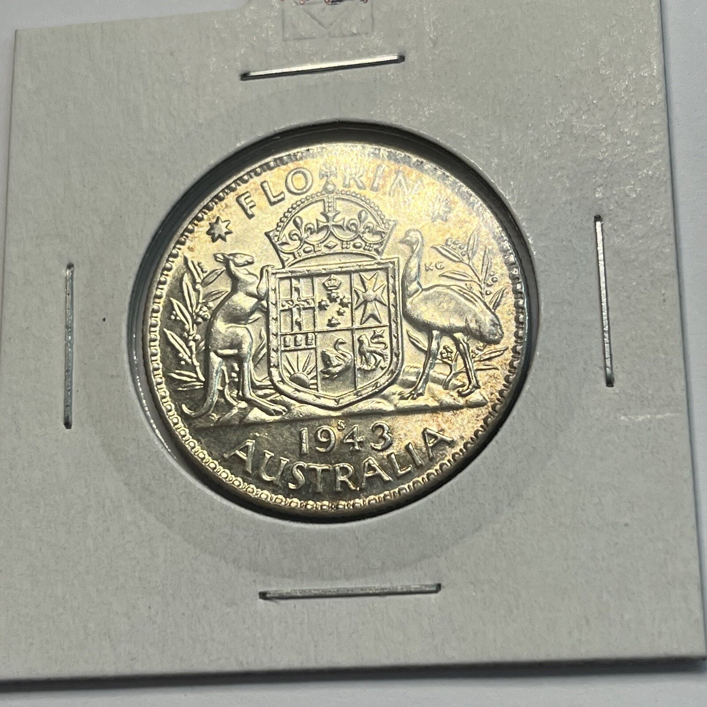 1943 s Florin Coin - almost Uncirculated - George VI Silver Predecimal