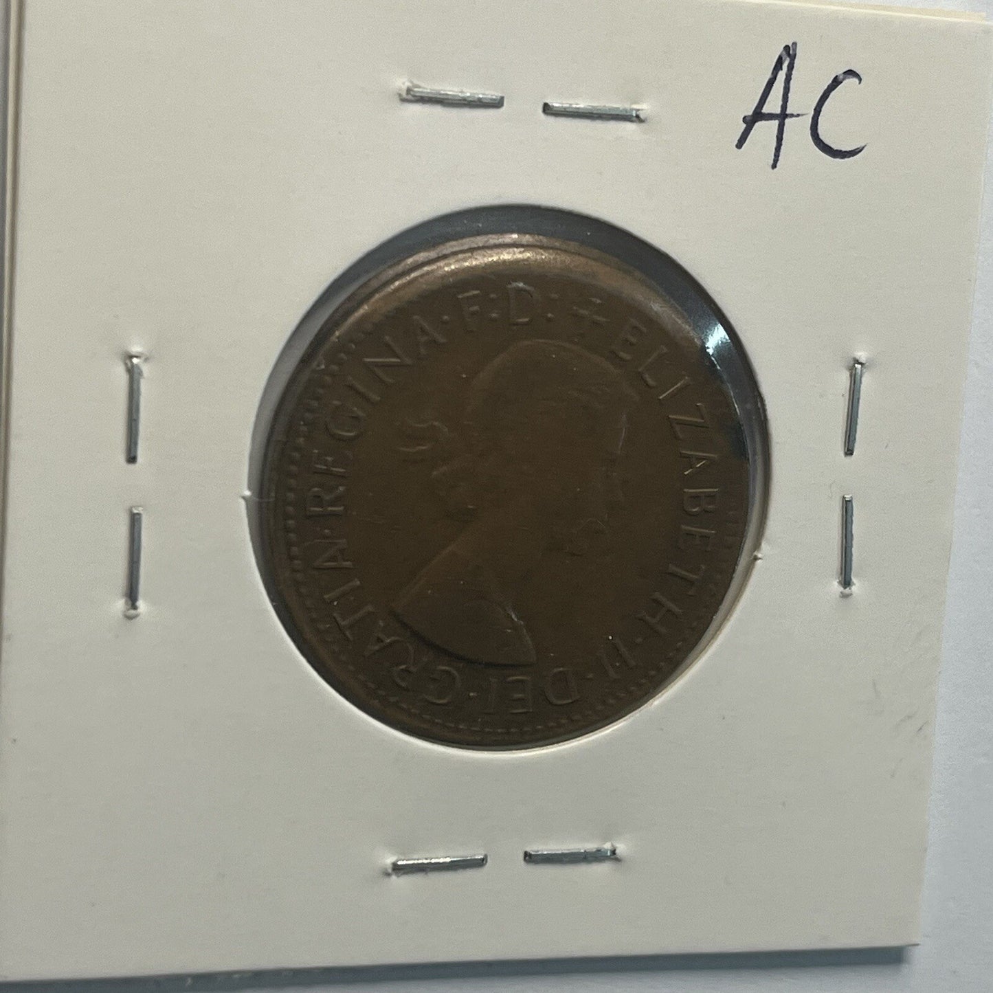 1959 Half Penny Coin - Off Centre Misstrike Error Lip - Scarce Predecimal Collar