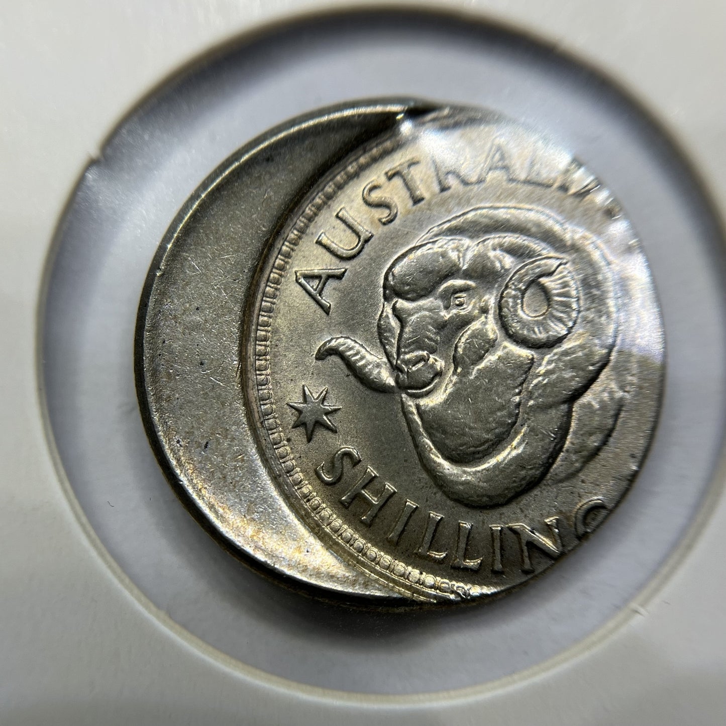 Shilling Error Coin - Major Off Centre 30% Out of Collar Uncirculated and RARE