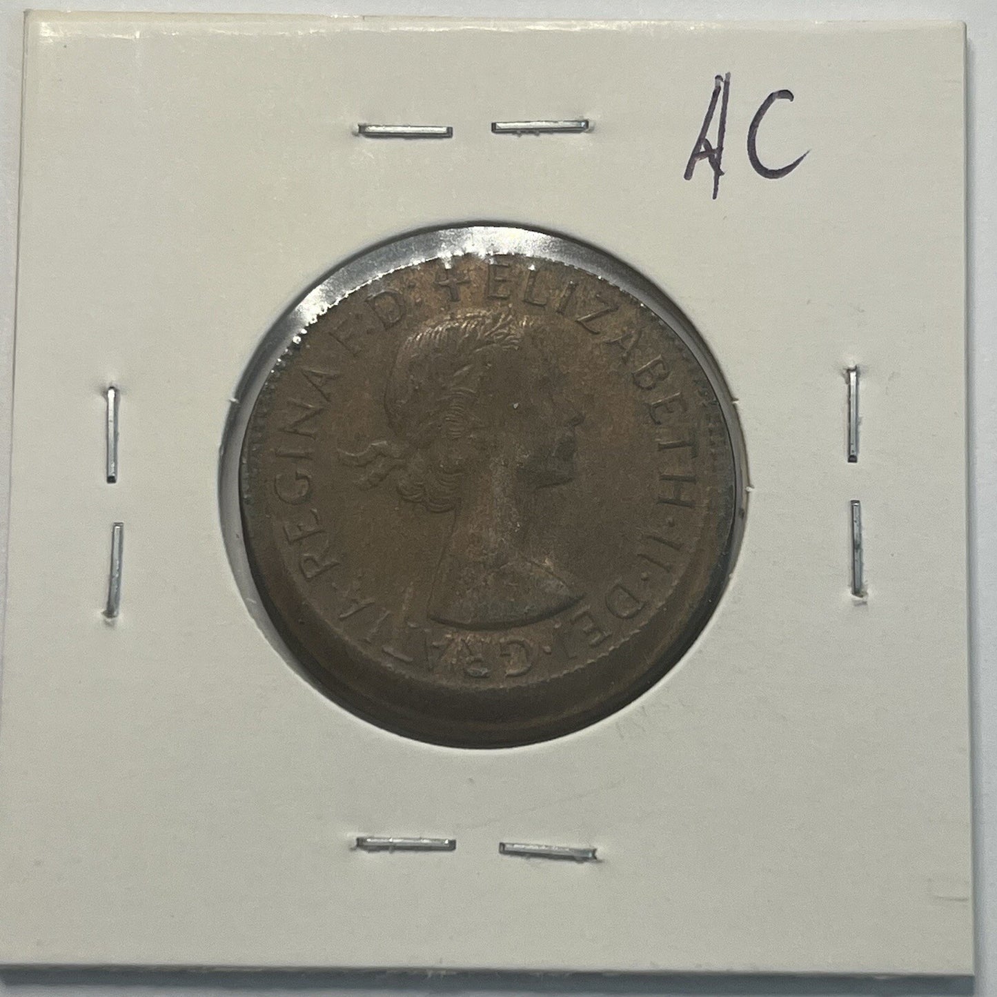 1964 Half Penny Coin - Off Centre Misstrike Error Lip - Scarce Predecimal Collar