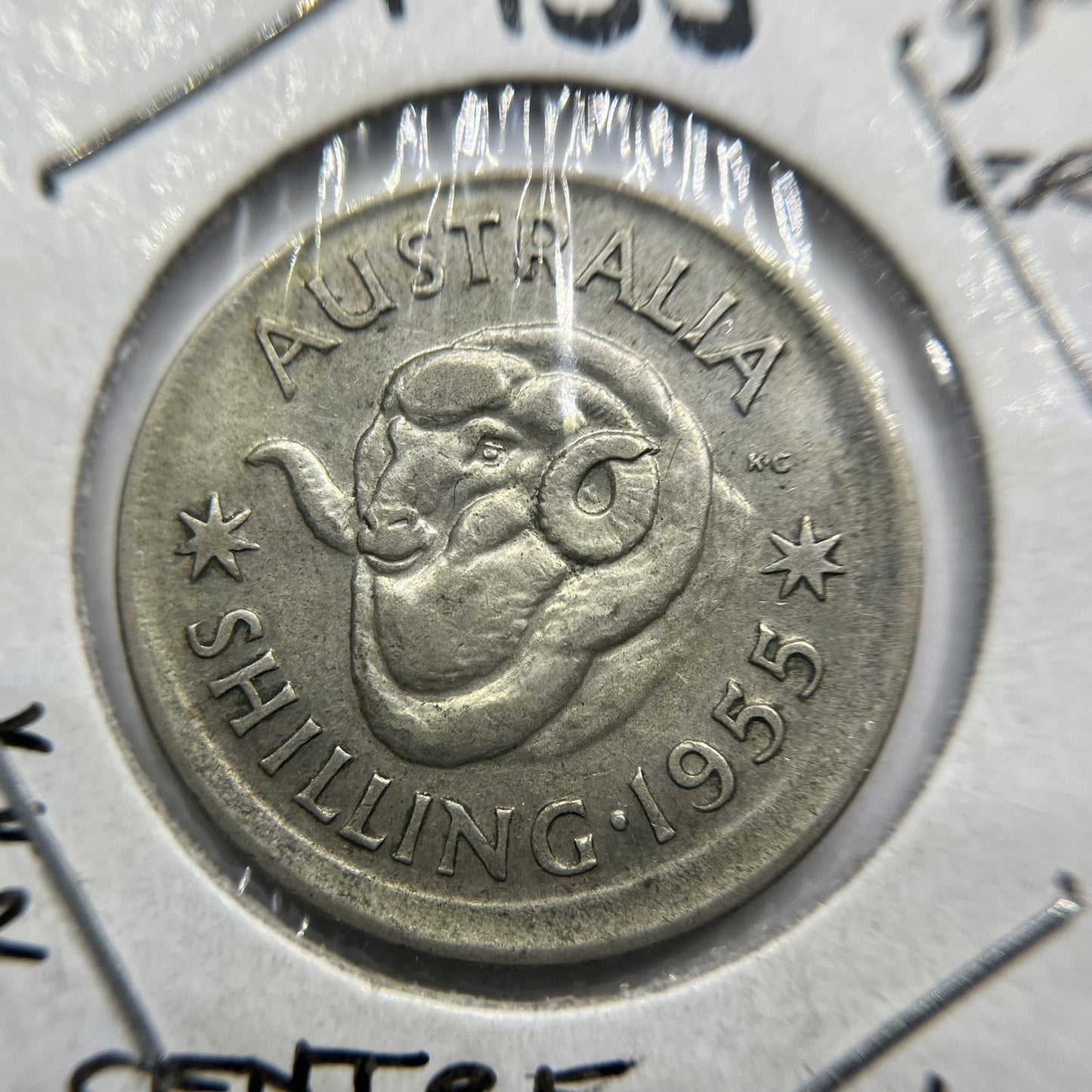 1955 Shilling Error Coin - Large BroadStrike Misstrike - Silver Predecimal