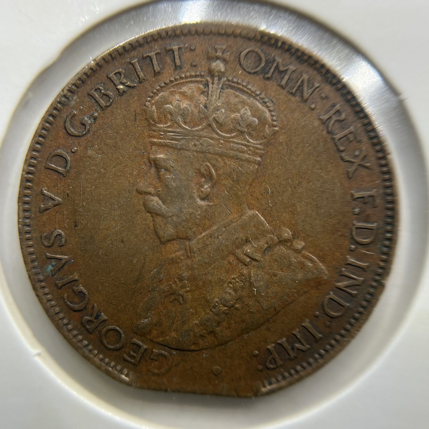 1934 Half Penny Error Coin - Clipped Planchet - Elizabeth II Australia