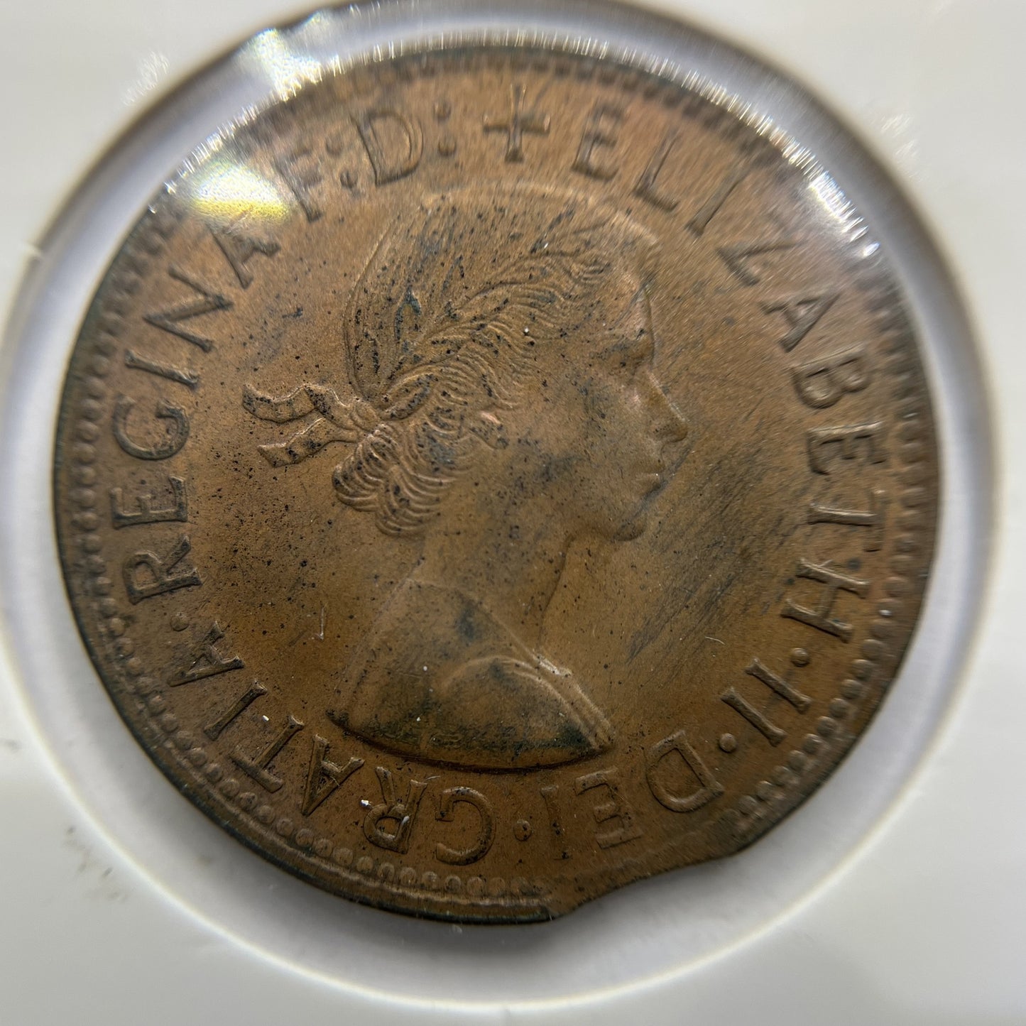 1964 Penny Error Coin - Clipped Planchet Rim Bite - Predecimal Elizabeth II