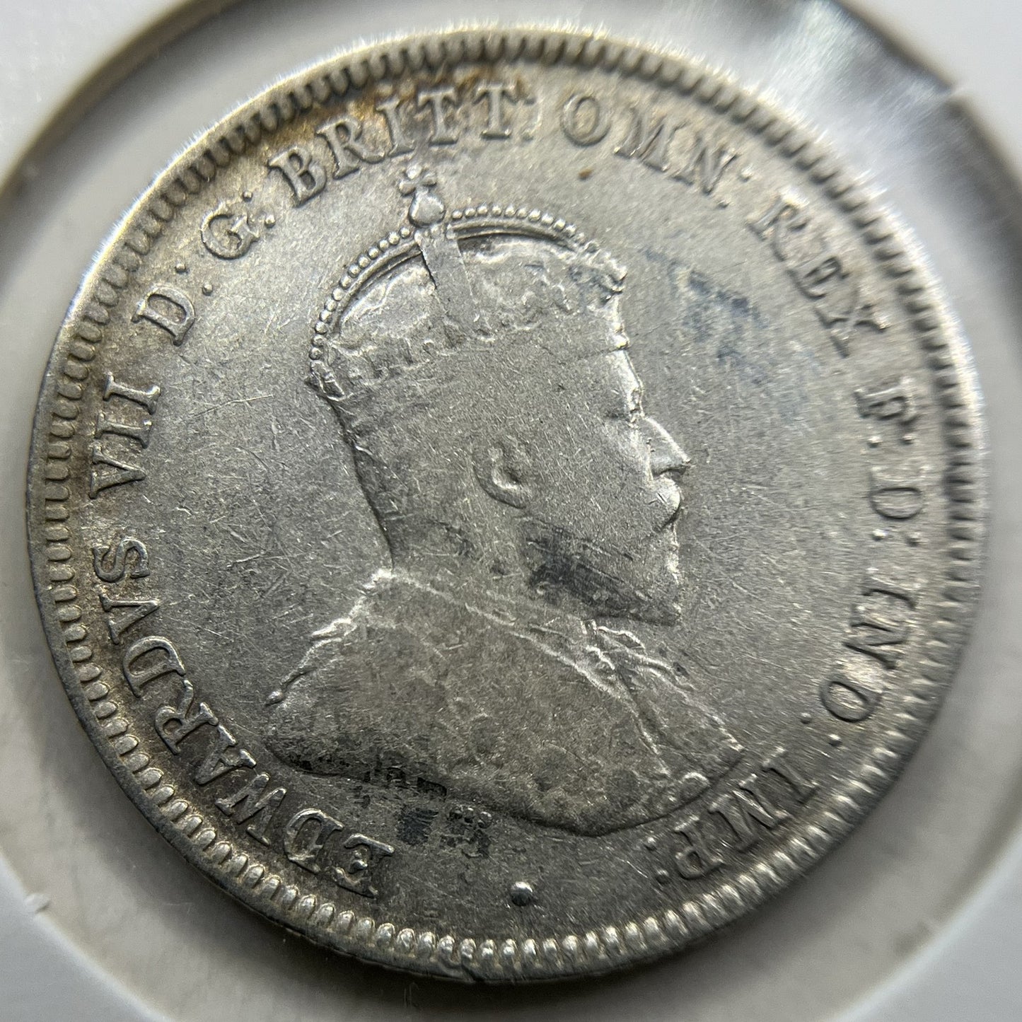 1910 Shilling Coin - good Fine - Edward VII Silver First Year